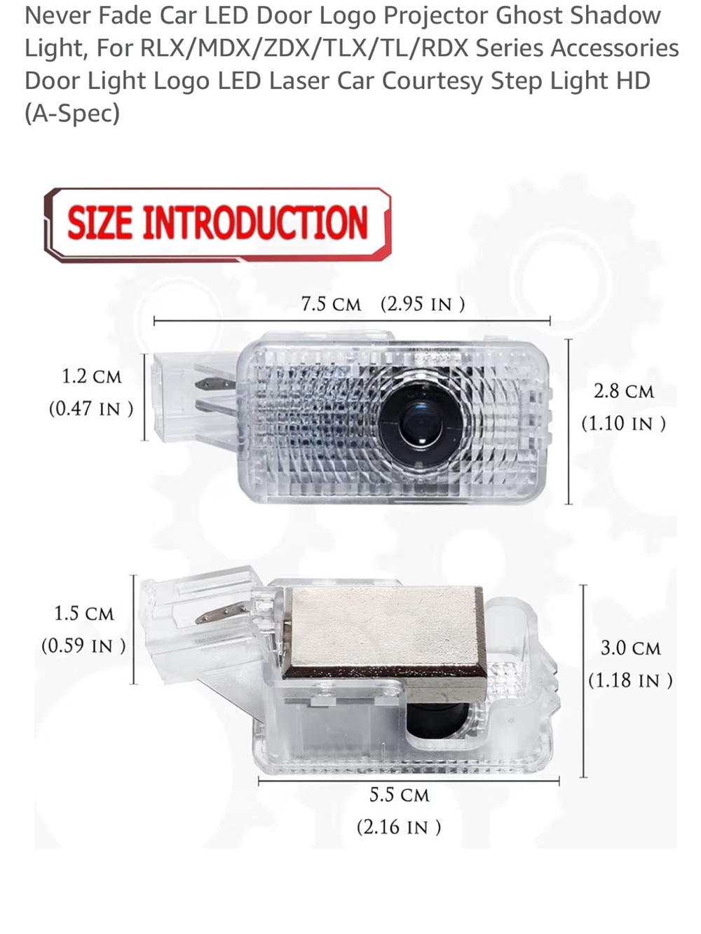 NIB Acura A-Spec LED Door Logo Projector Lights 2-Pack - Picture 3 of 6
